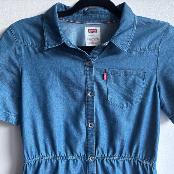 Levi's Chambray Button-Up Mini Dress - Womens XS or Girls L (12-13 yrs) - Picture 4 of 13